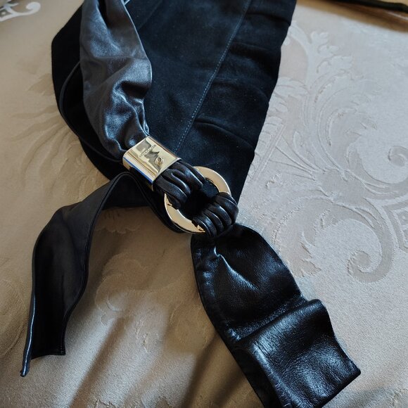 Sergio Rossi handbag Black Leather bag Horse shoe Hobo (SR1110) - Picture 7 of 11